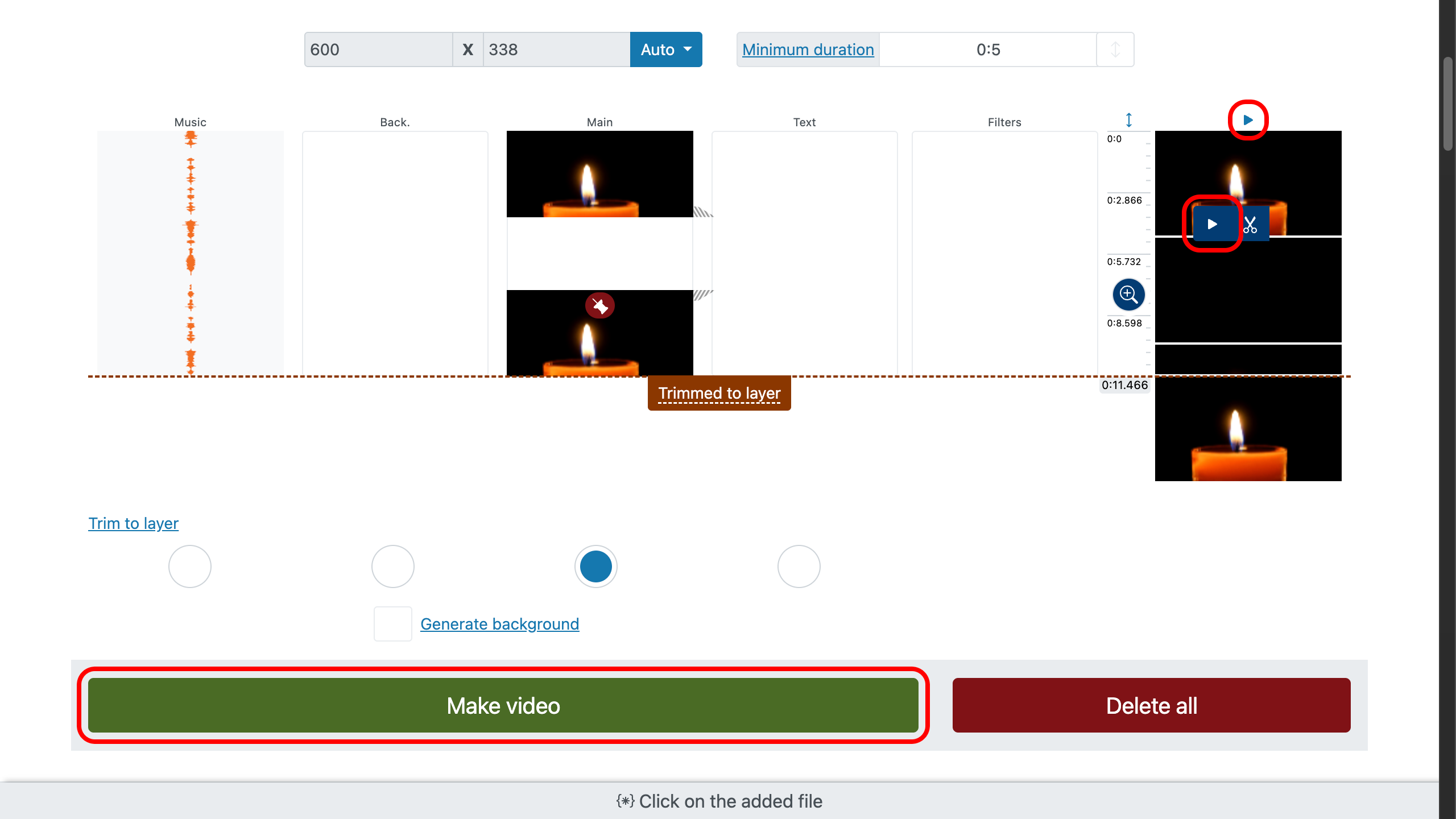 Add music to gif - preview and make video