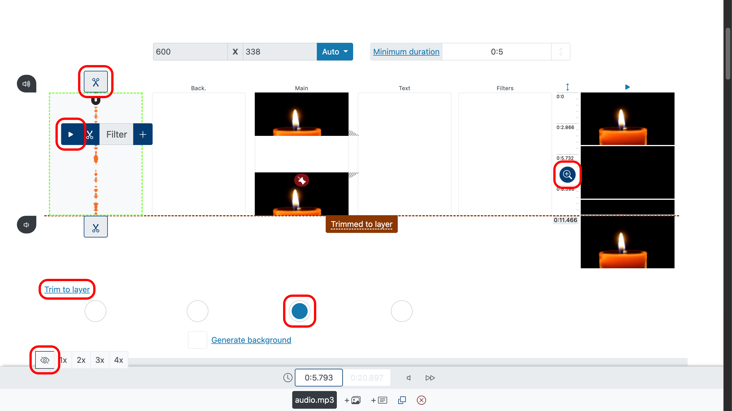 Add music to gif - trim music and gif