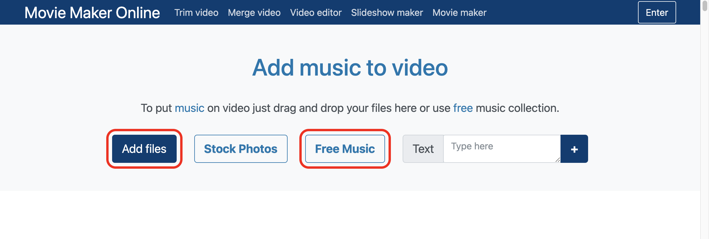 Add music to video - upload files