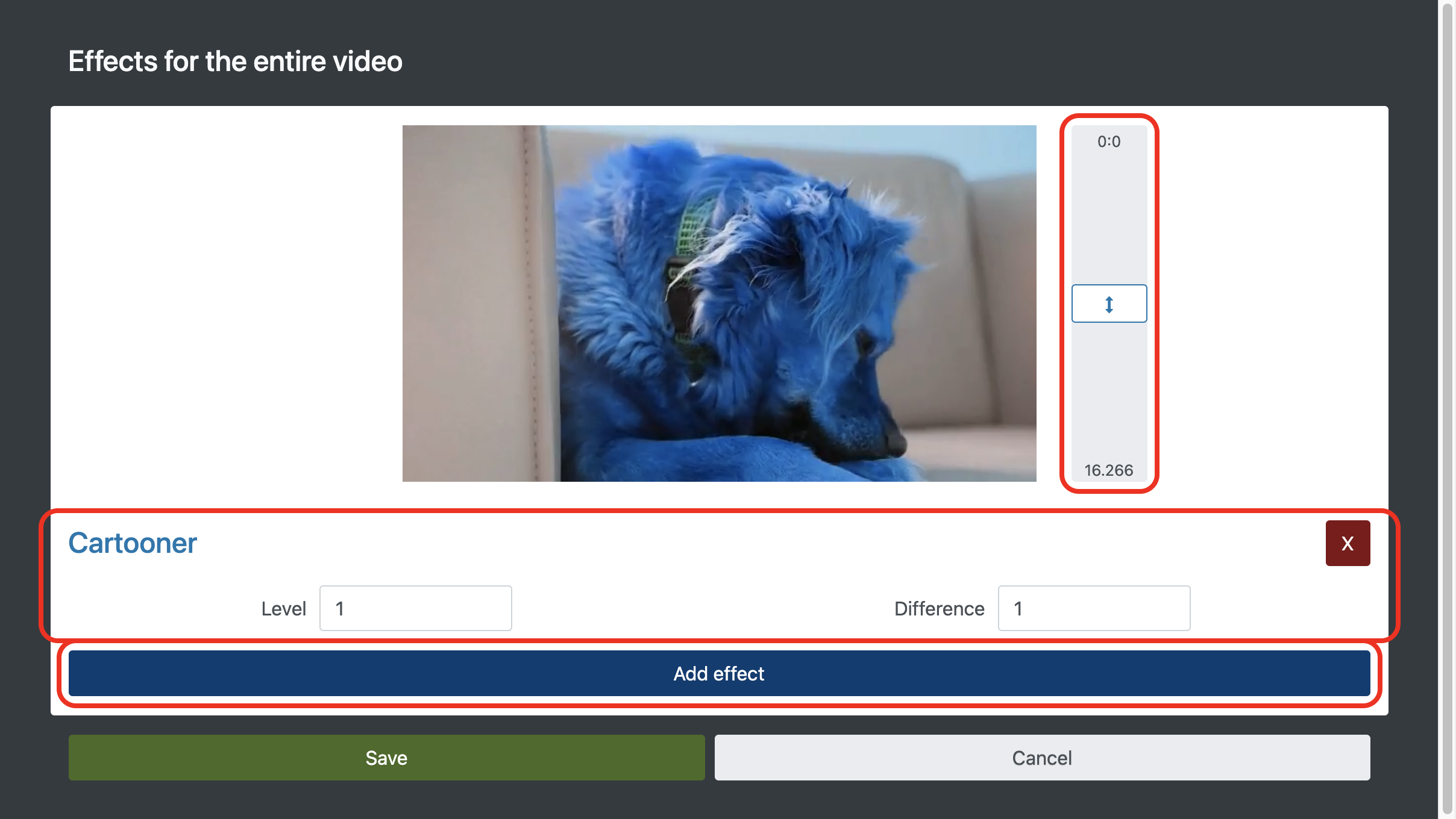 Add effect to video editor